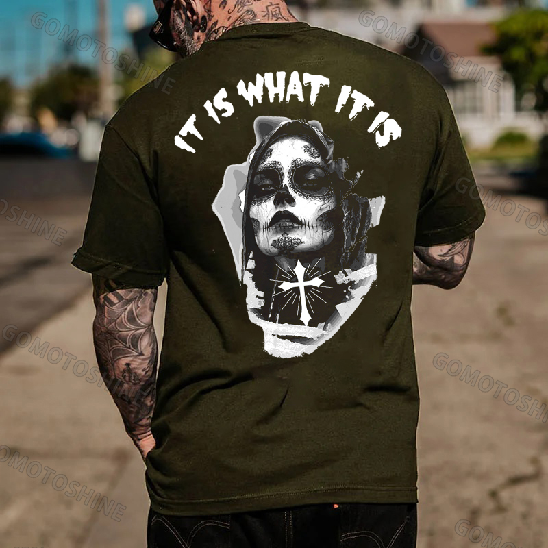 IT IS WHAT IT IS Skeleton Lady Print Men's T-Shirt