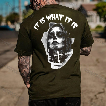 IT IS WHAT IT IS Skeleton Lady Print Men's T-Shirt