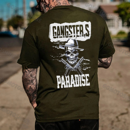 GANGSTER'S PARADISE Skull Print Men's T-Shirt