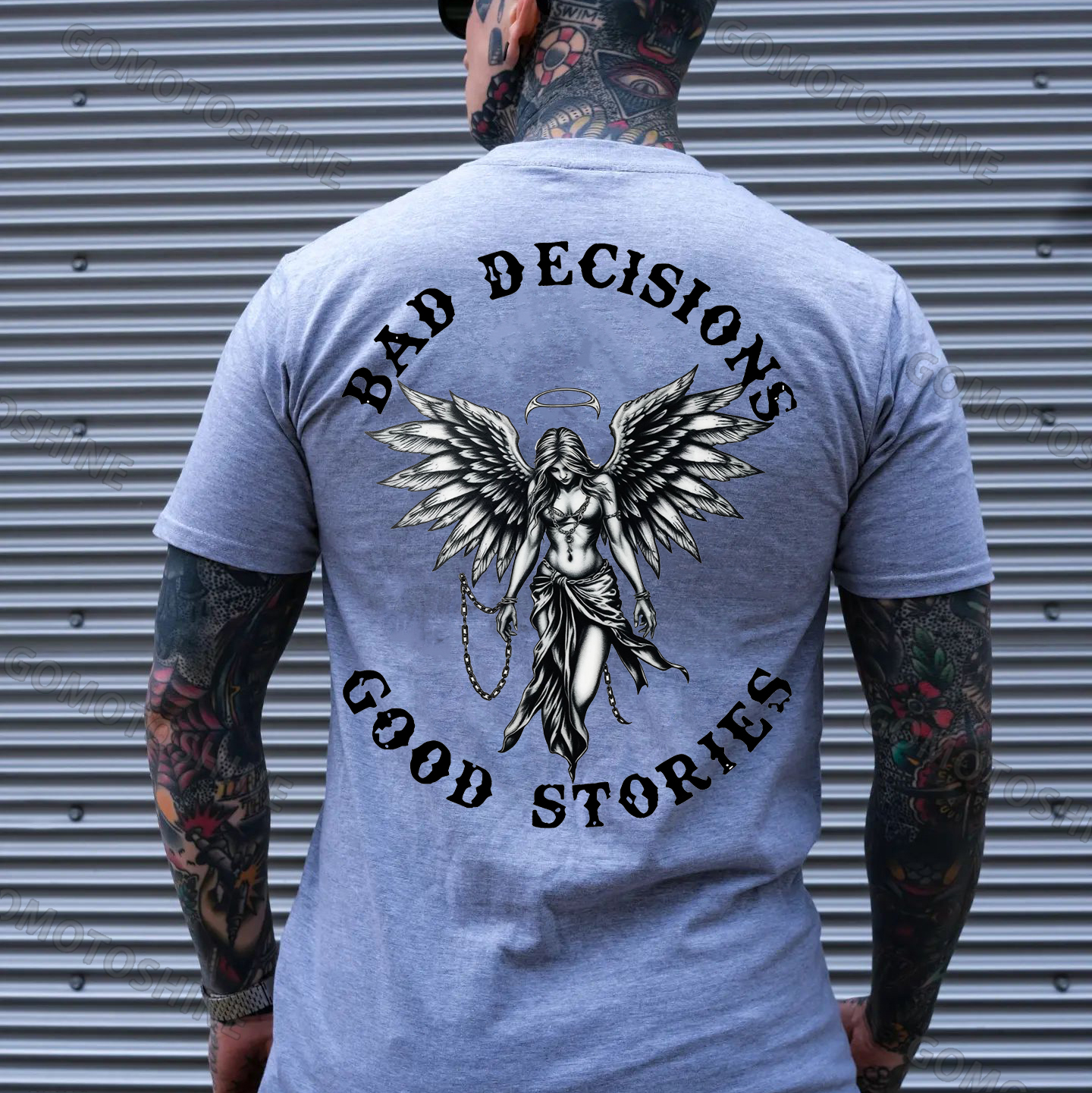 BAD DECISIONS GOOD STORIES Imprisoned Angel Print Men's T-Shirt