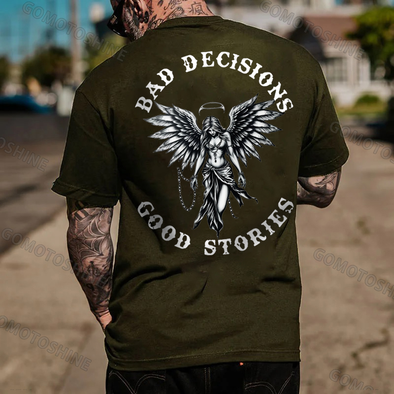 BAD DECISIONS GOOD STORIES Imprisoned Angel Print Men's T-Shirt