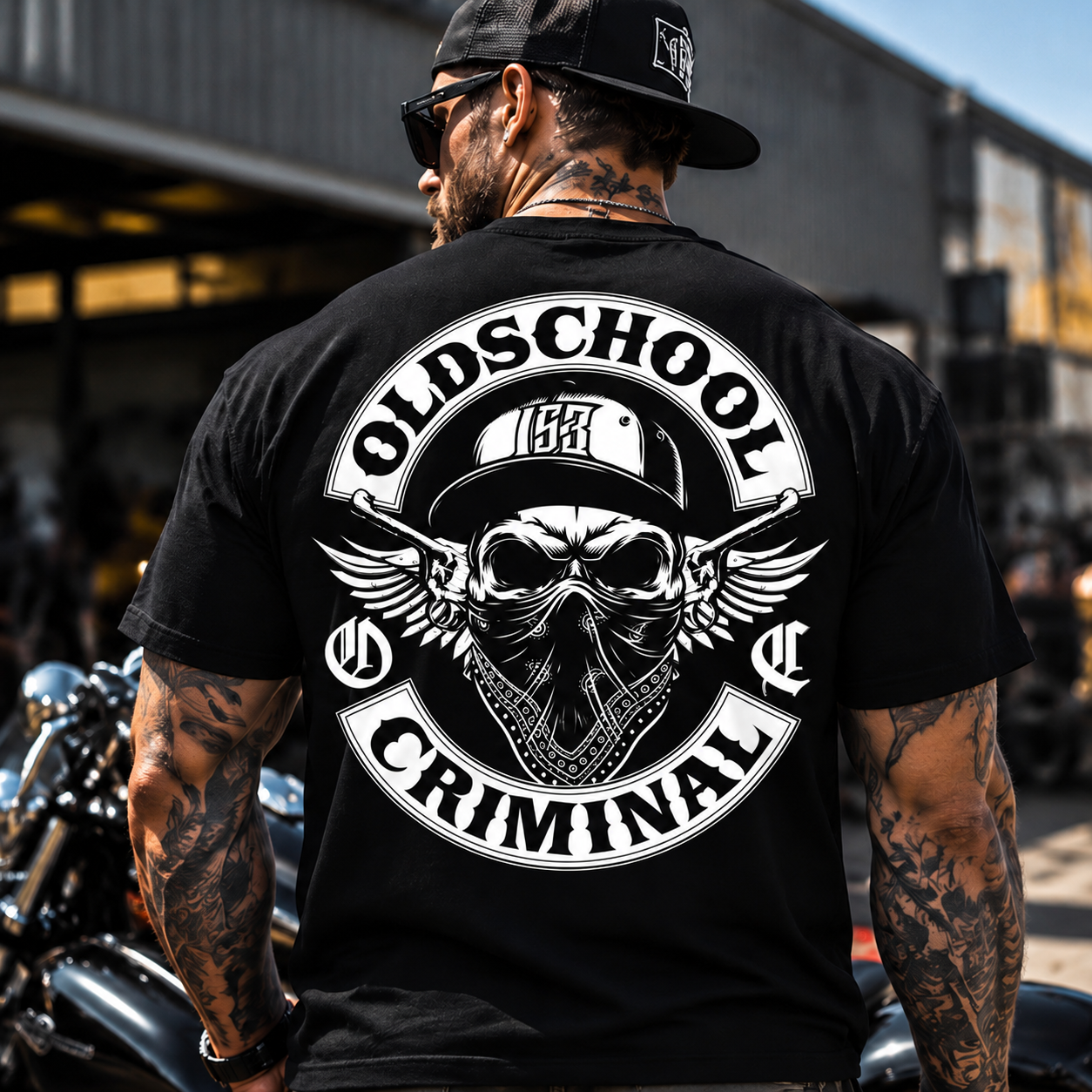 OLD SCHOOL CRIMINAL Hip-hop Skull Print Men's T-Shirt