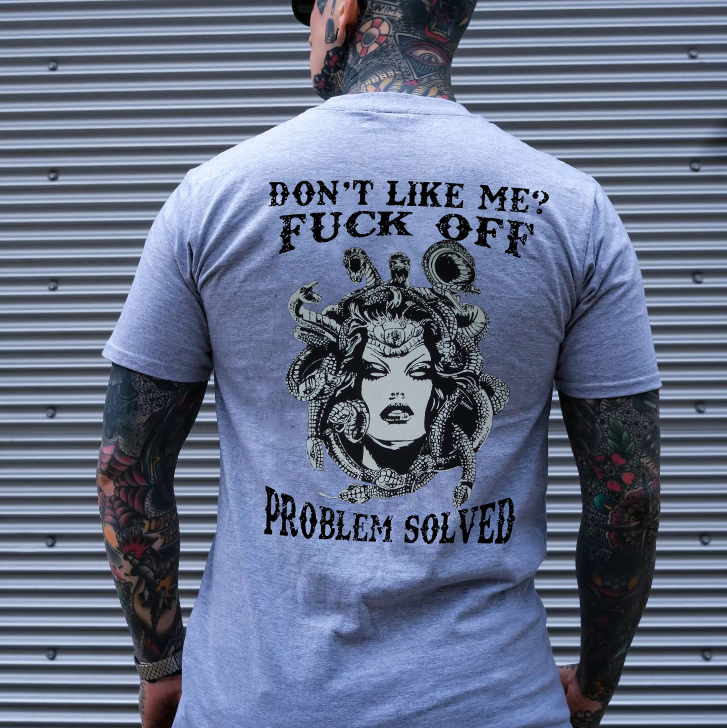 DON'T LIKE ME FUCK OFF Medusa Print Men's T-Shirt