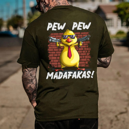 PEW PEW MADAFAKAS Duck Black Print T-shirt