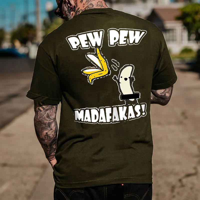 PEW PEW MADAFAKAS Peeled Banana Print Men's T-shirt