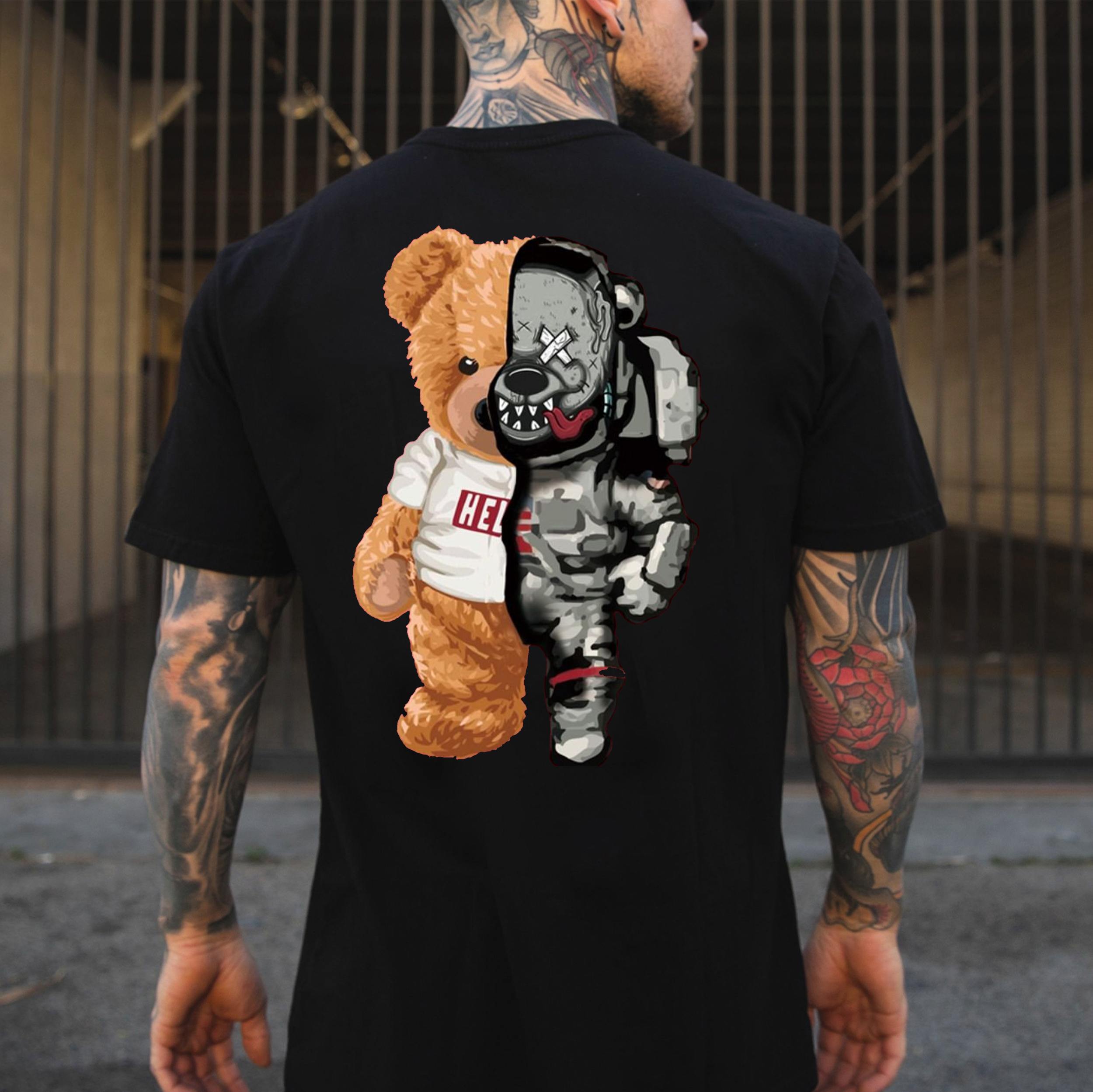Deconstruction Bear Doll Print Men's T-shirt