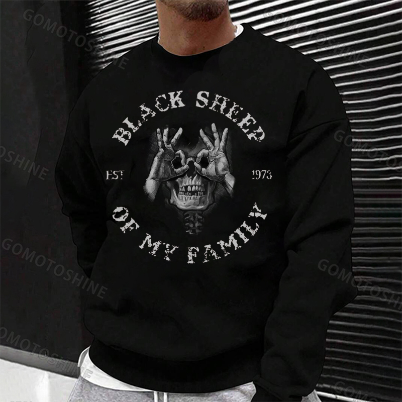 BLACK SHEEP OF MY FAMILY Skull With OK Print Men's Sweatshirt