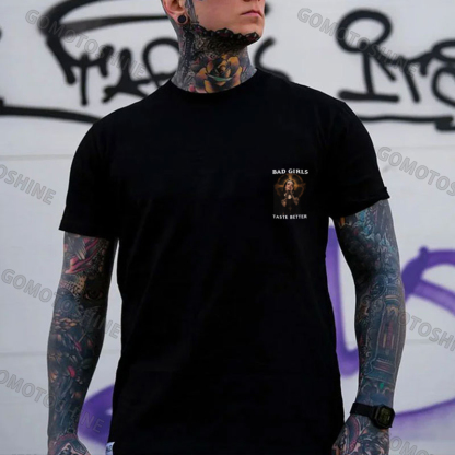 BAD GIRLS TASTE BETTER Sexy Tattooed Nun Print Men's T-Shirt