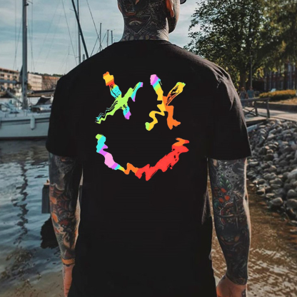 Iridescent Evil Smile Emoji Print Men's T-shirt