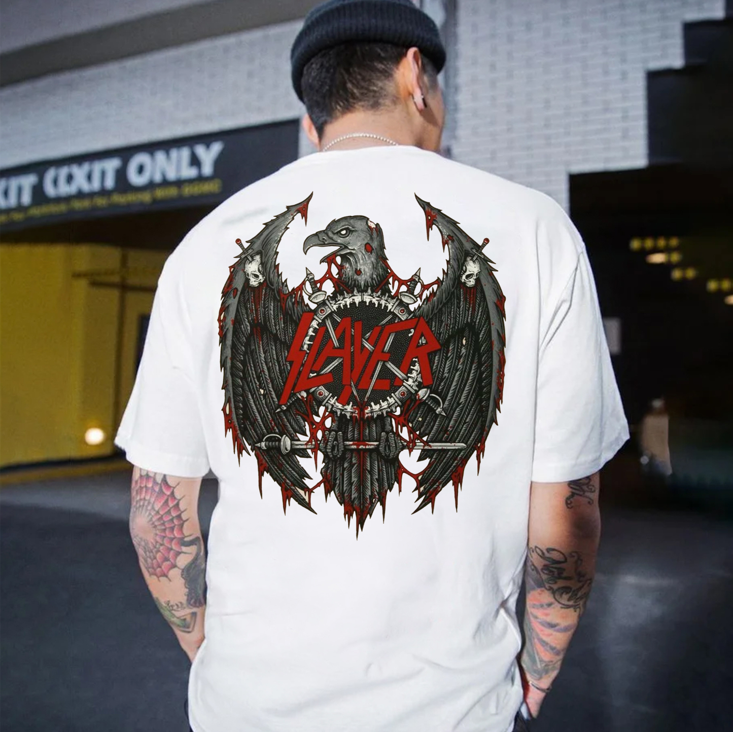 SLAYER Eagle White Print T-shirt