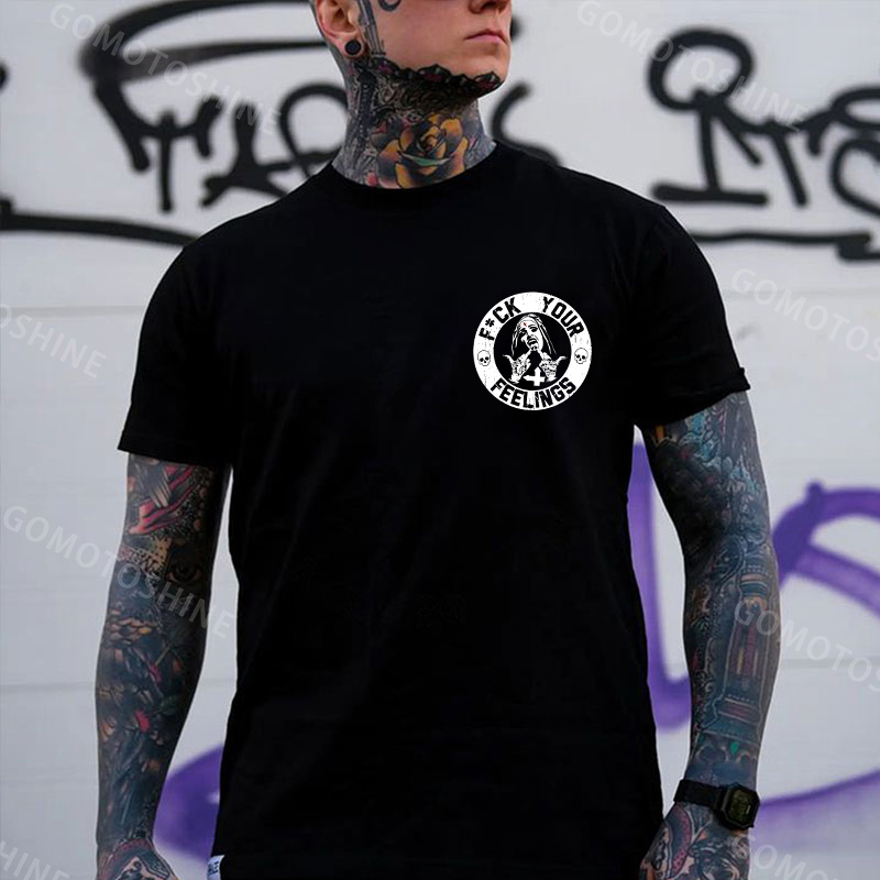 F*ck Your Feelings Black Print T-Shirt Image - 2