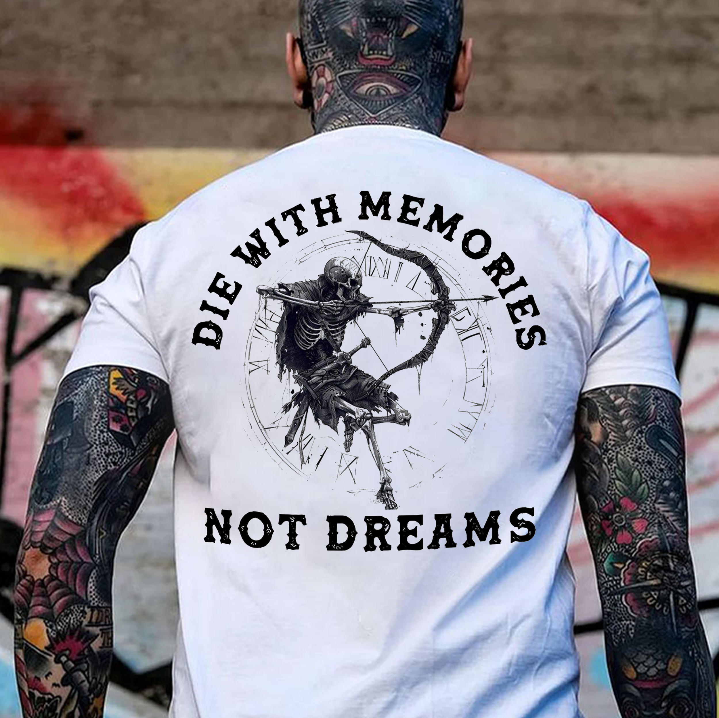 DIE WITH MEMORIES NOT DREAMS Skeleton Print Men's T-Shirt