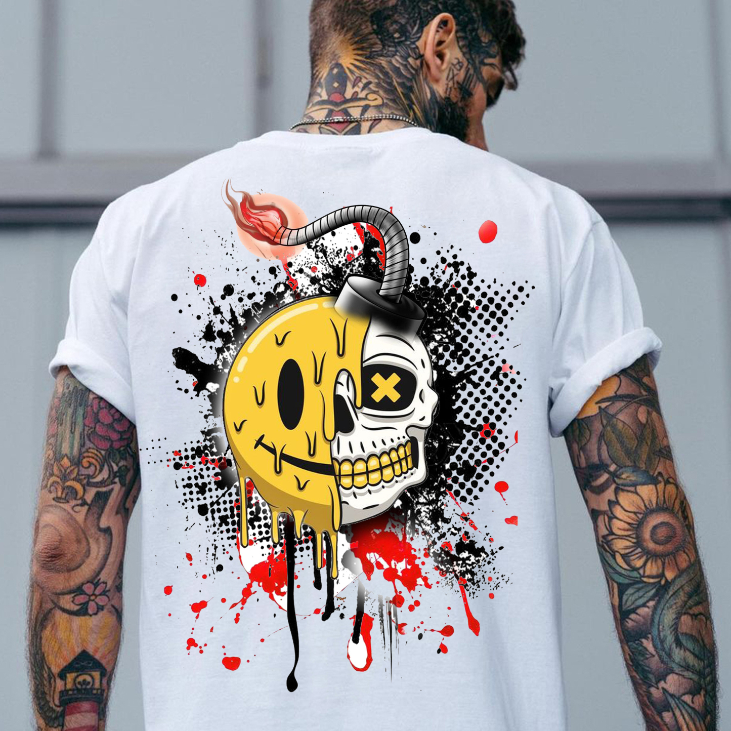 Bomb Skull Emoji Print Men's T-shirt