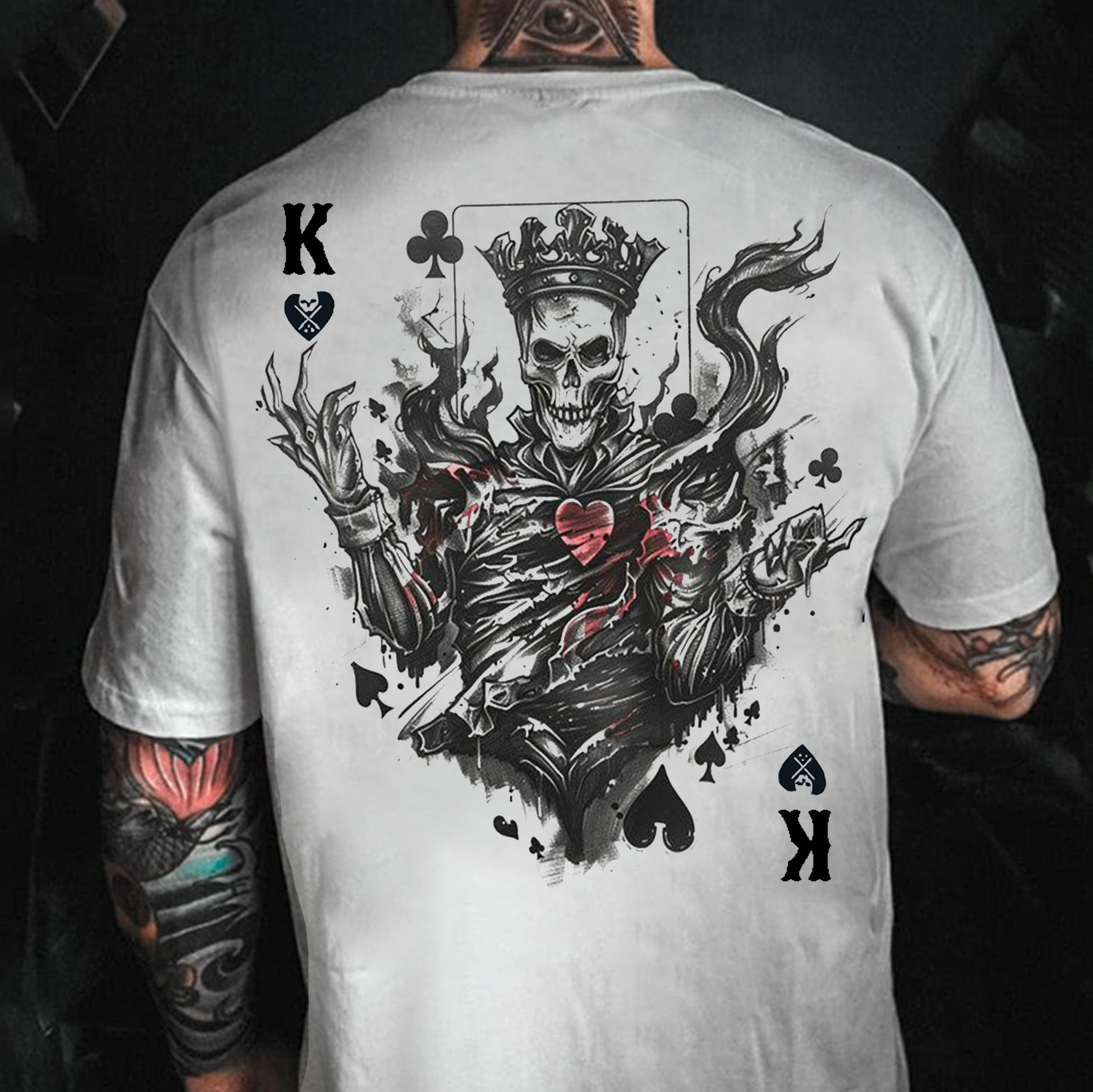 Poker K Skeleton King Print Men's T-Shirt