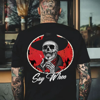 SAY WHEN Skeleton Print Men's T-Shirt