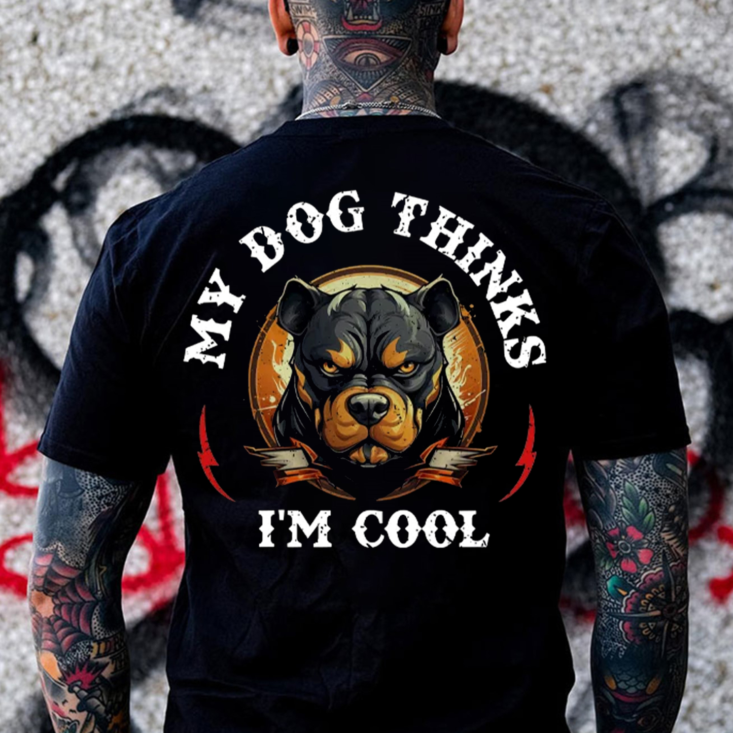 MY DOG THINKS I'M COOL Hound Print Men's T-Shirt