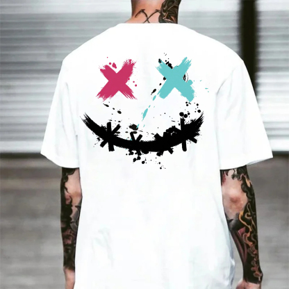Evil Emoji Graffiti Print Men's T-shirt
