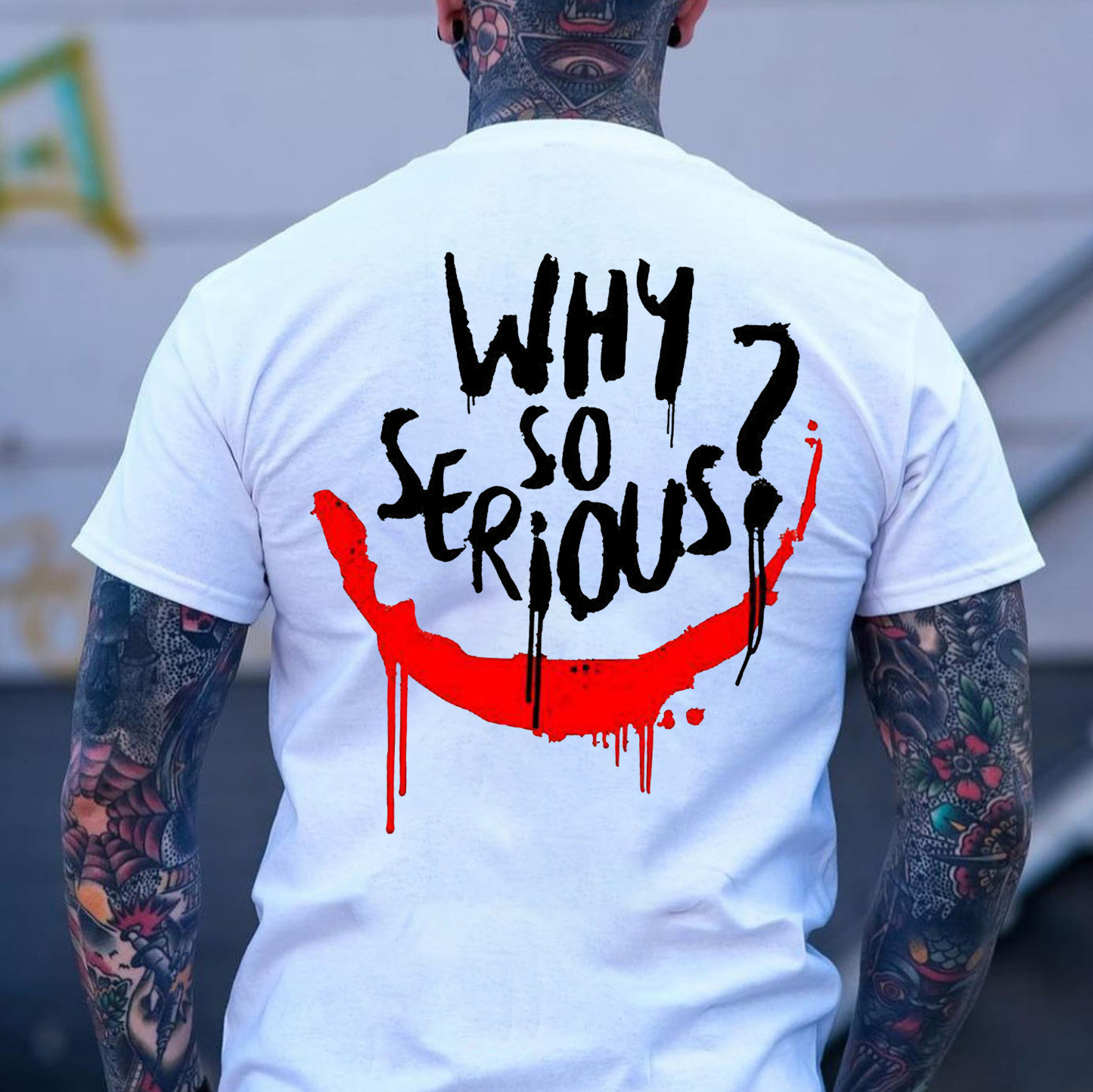 WHY SO SERIOUS Graffiti Print Men's T-shirt