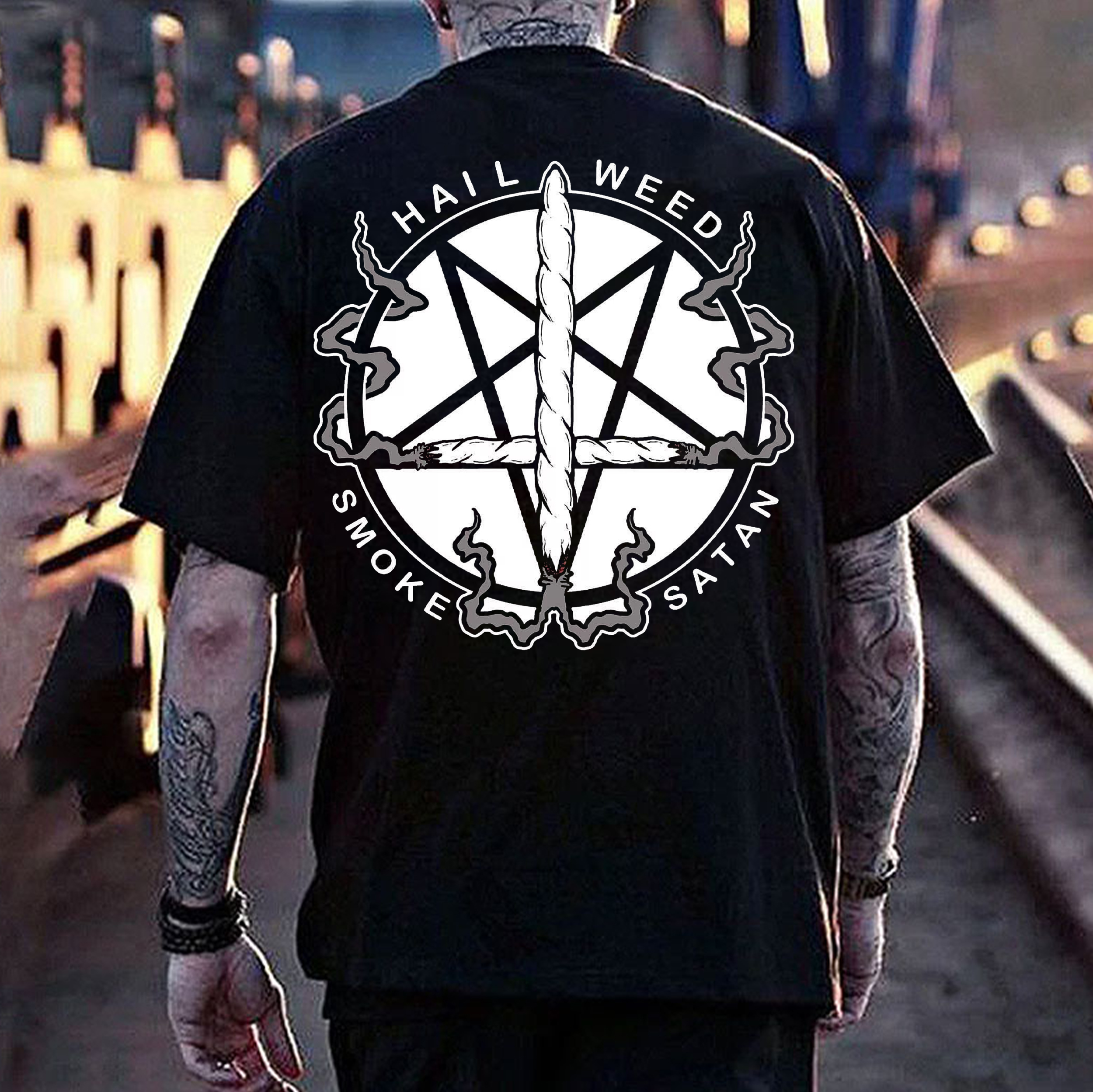 HALL WEED SMOKE SATAN Print Men's T-shirt
