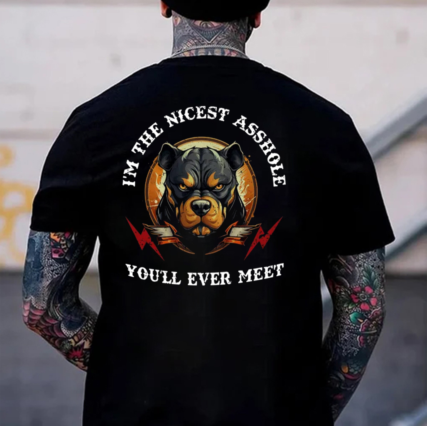 I'M THE NICEST ASSHOLE YOU'LL EVER MEET Hound Print Men's T-Shirt