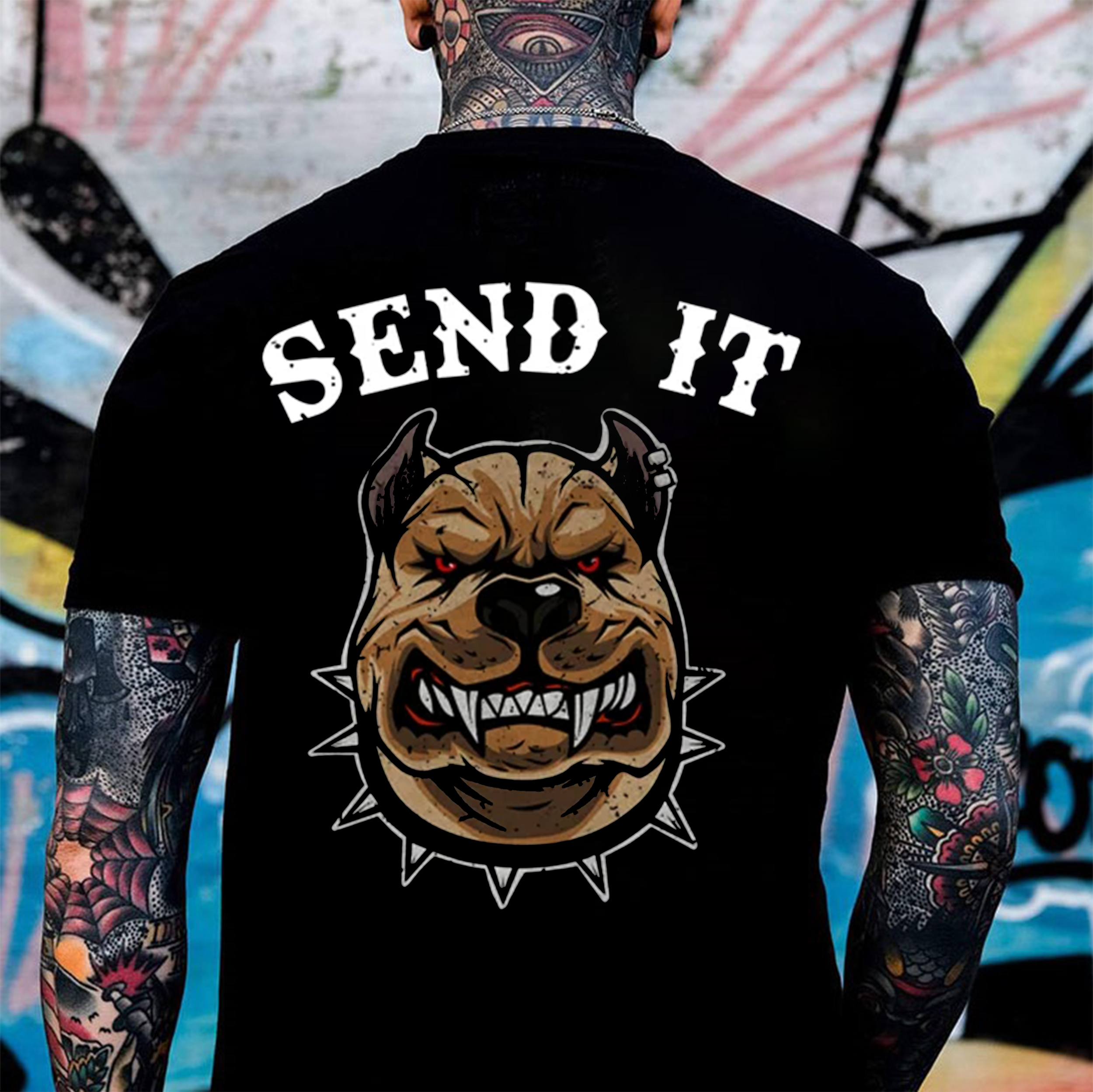 SEND IT Vicious Dog Print Men's T-shirt