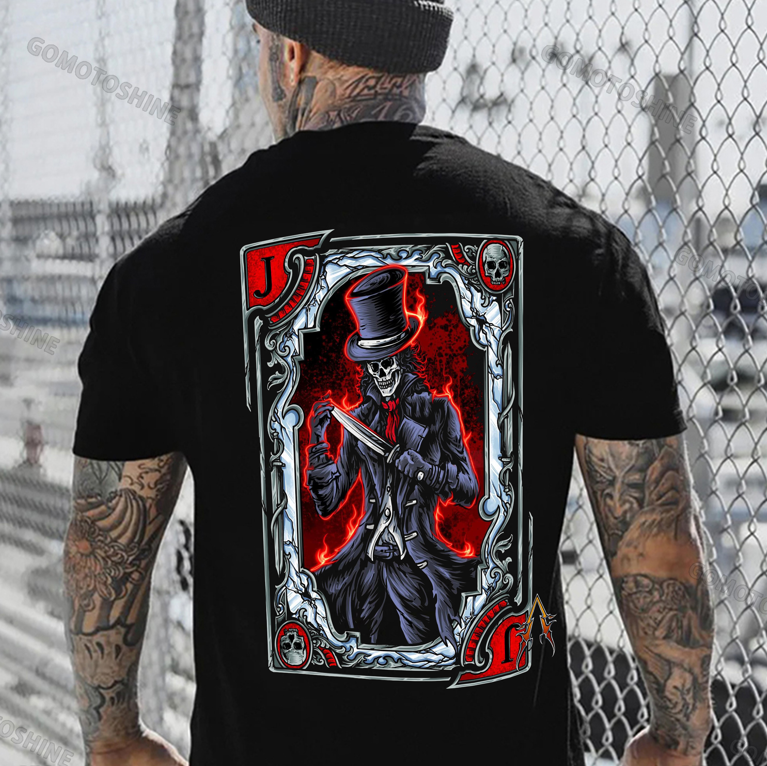 Poker J Skeleton Print Men's T-Shirt
