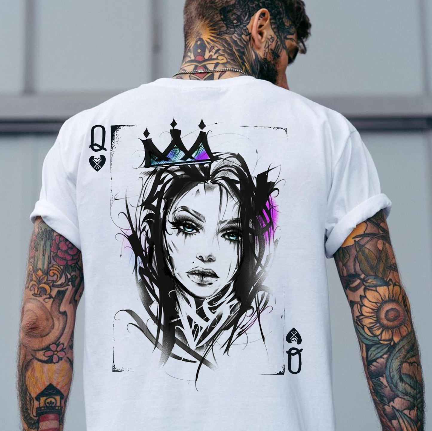 Charming Lady Poker Q Print Men's T-shirt