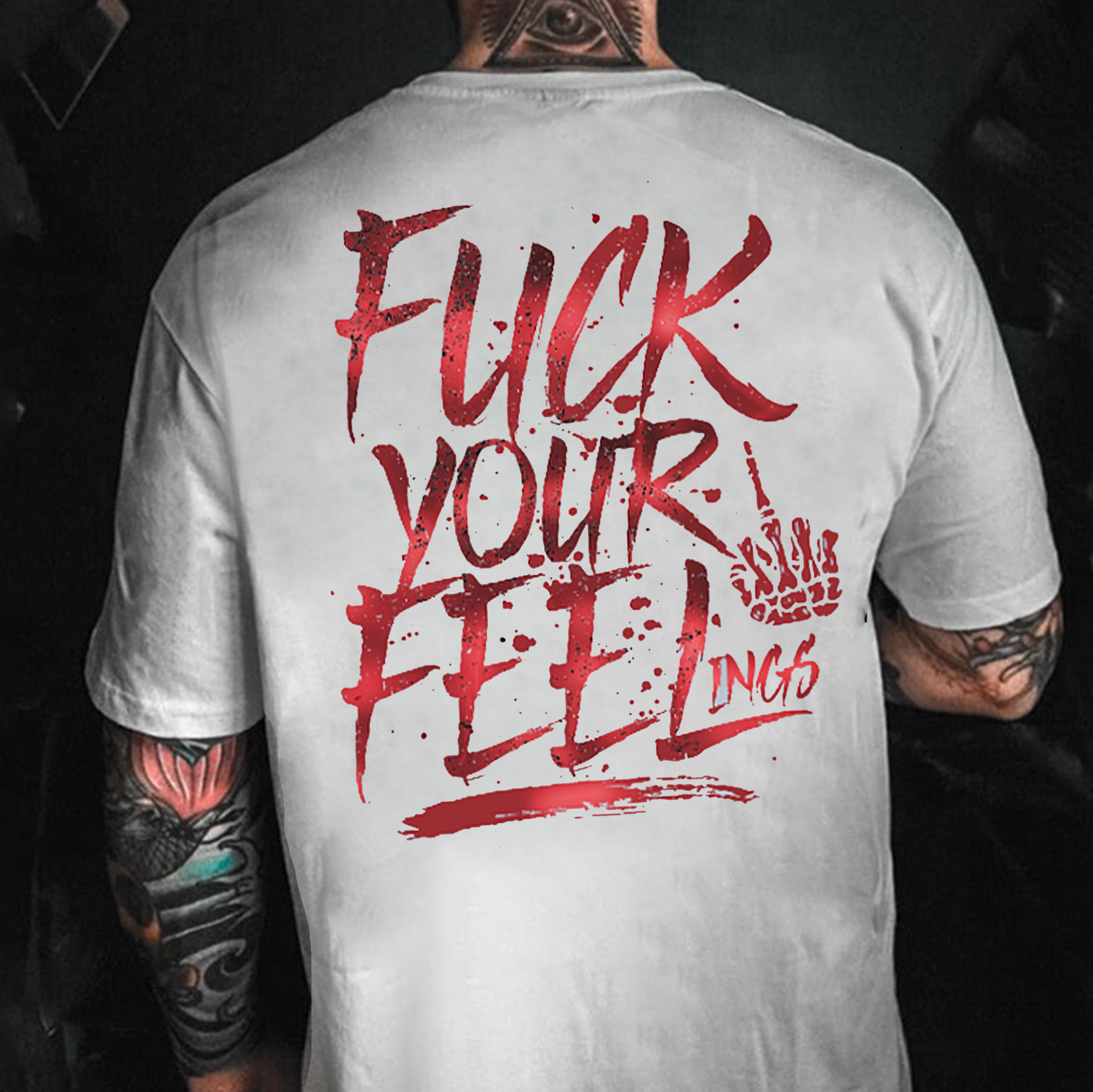 FUCK YOUR FEELINGS Bone Hand Print Men's T-Shirt