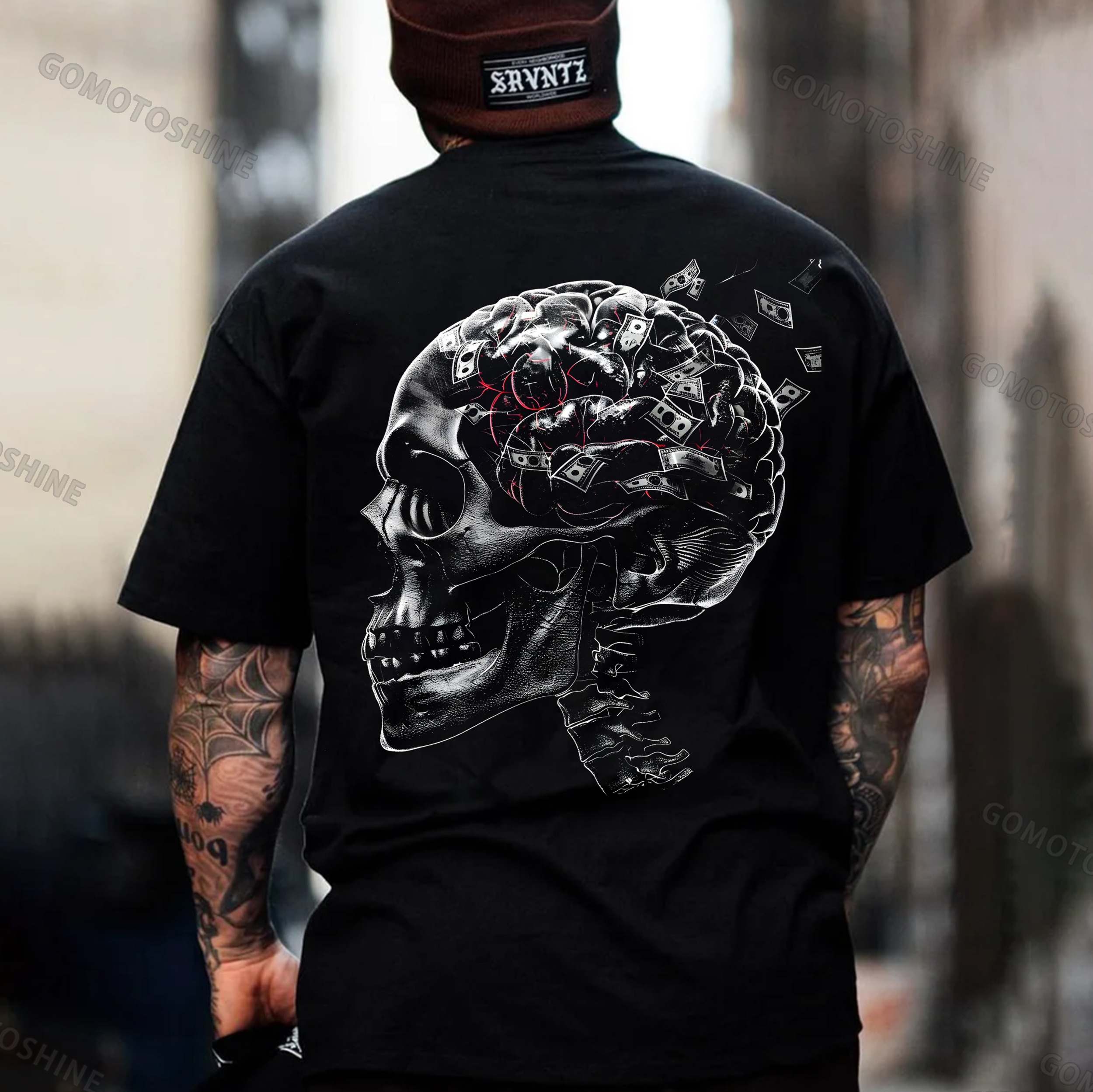 Money Skull Print Men's T-Shirt
