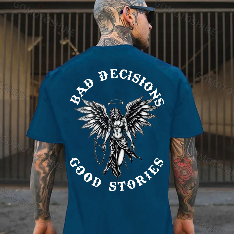 BAD DECISIONS GOOD STORIES Imprisoned Angel Print Men's T-Shirt
