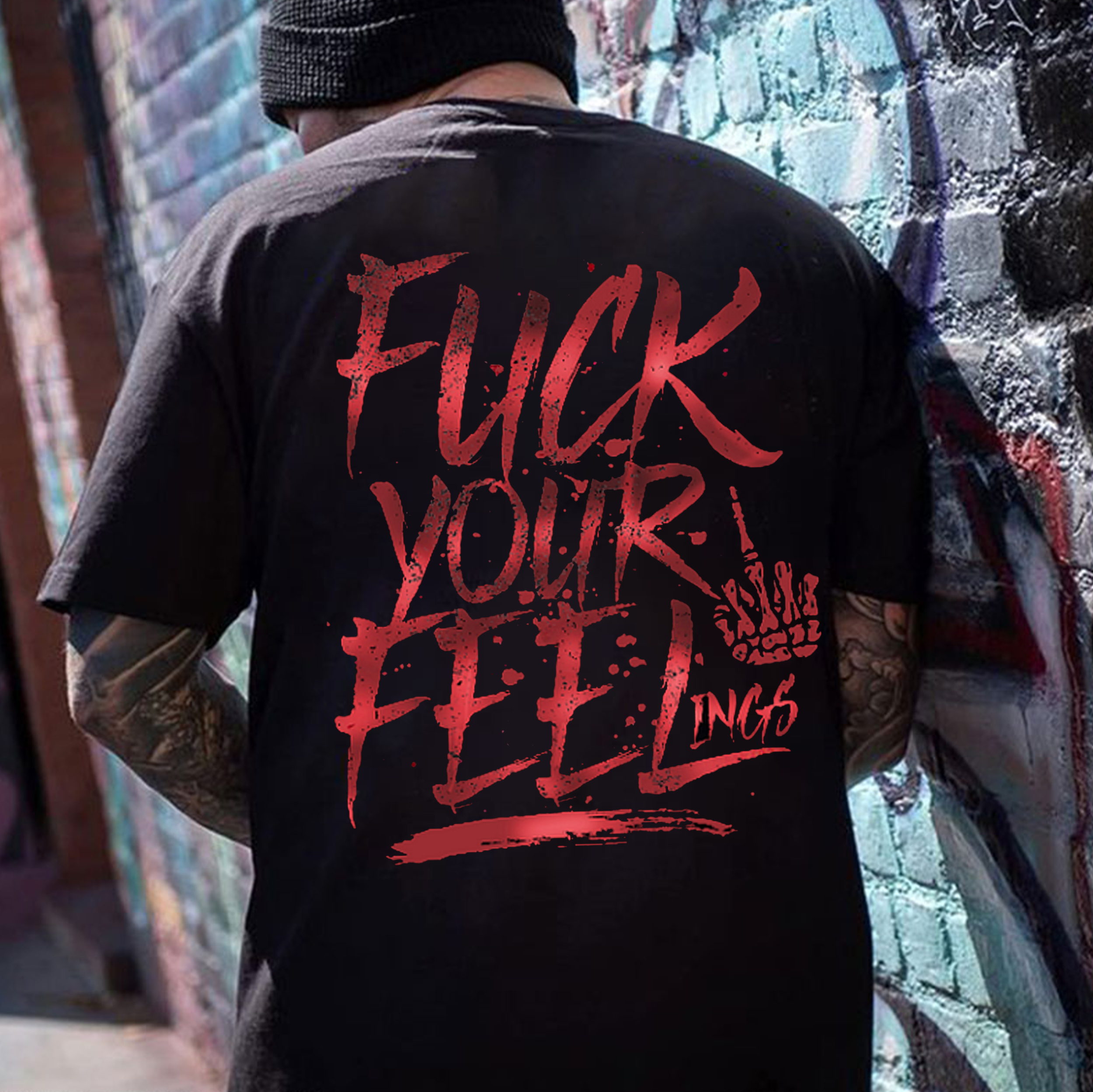 FUCK YOUR FEELINGS Bone Hand Print Men's T-Shirt