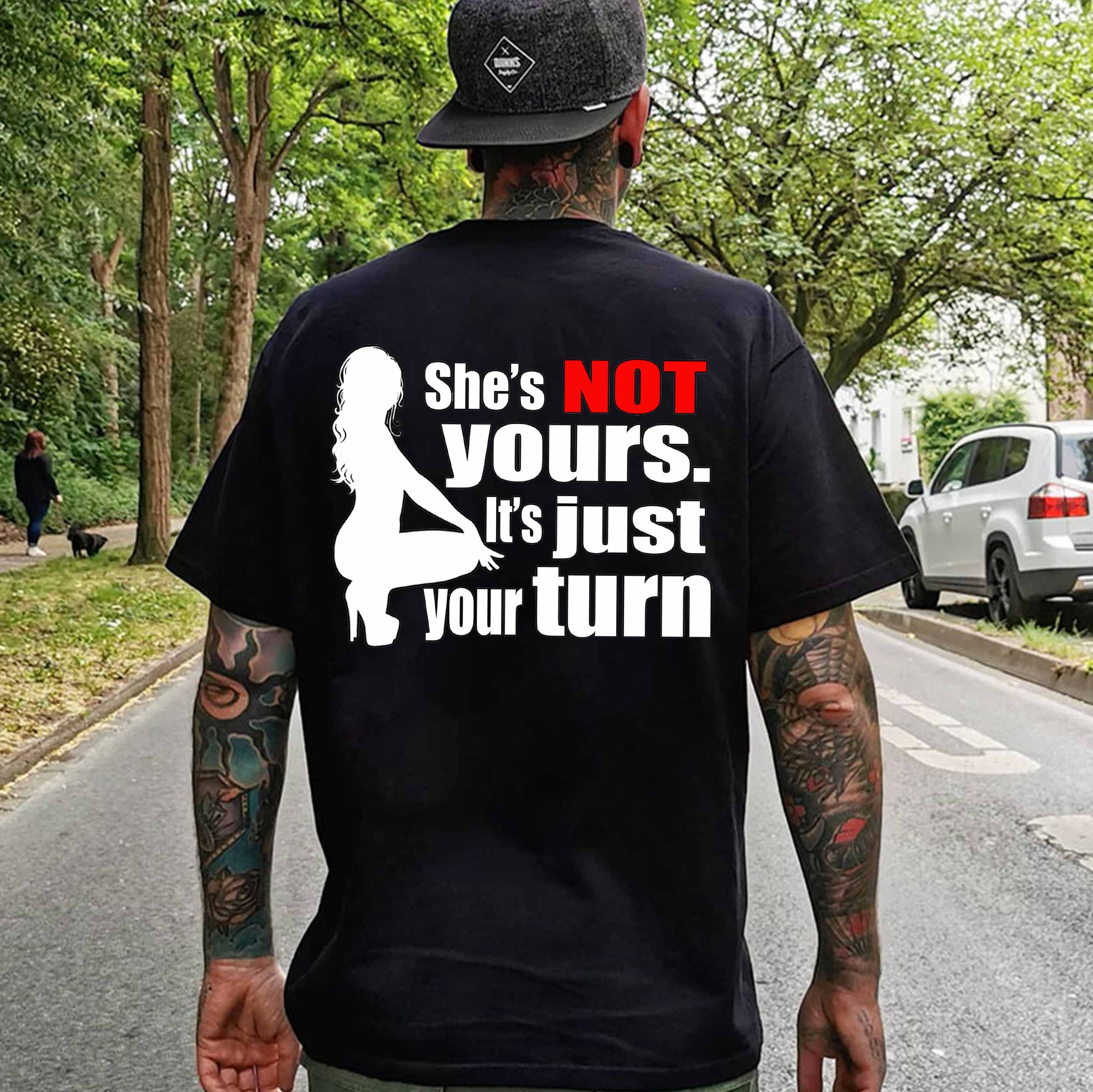 SHE'S NOT YOURS IT'S JUST YOUR TURN Naked Lady Print Men's T-shirt Image - 1
