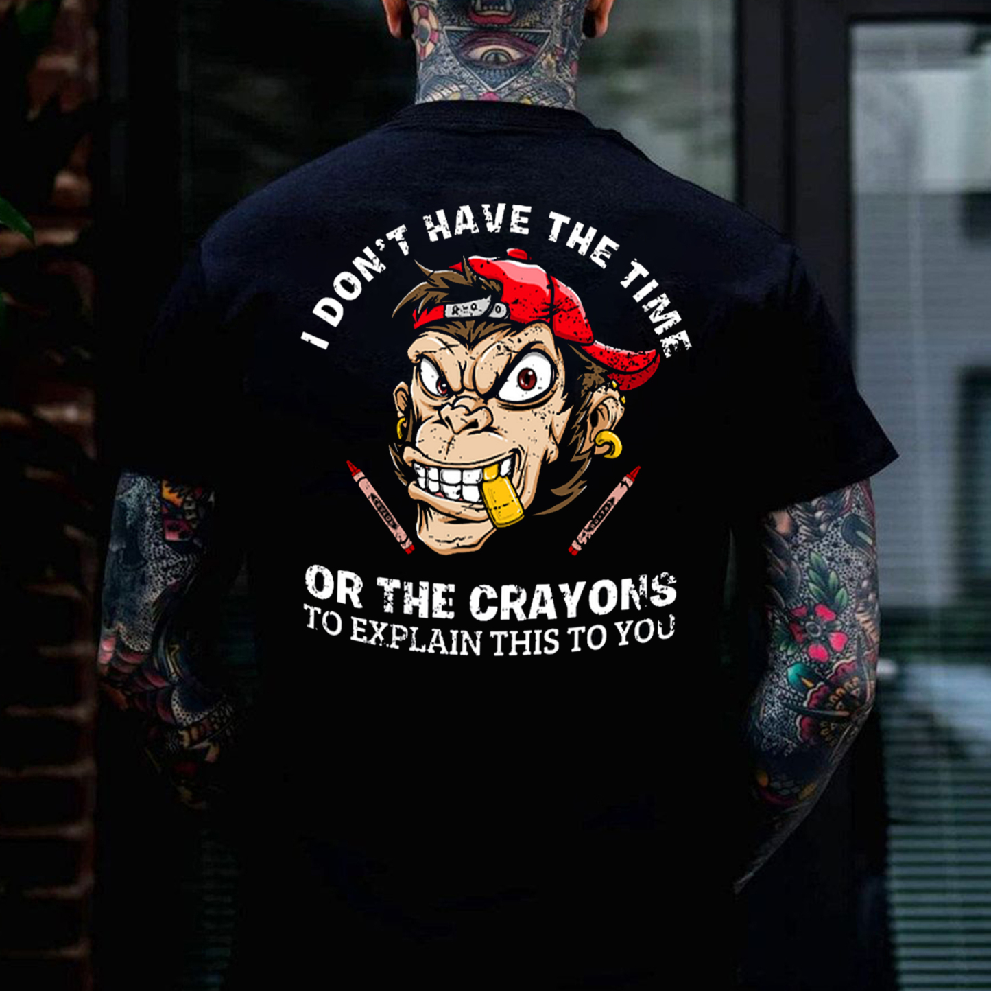 I DON'T HAVE THE TIME OR THE CRAYONS Hip Hop Monkey Print Men's T-Shirt