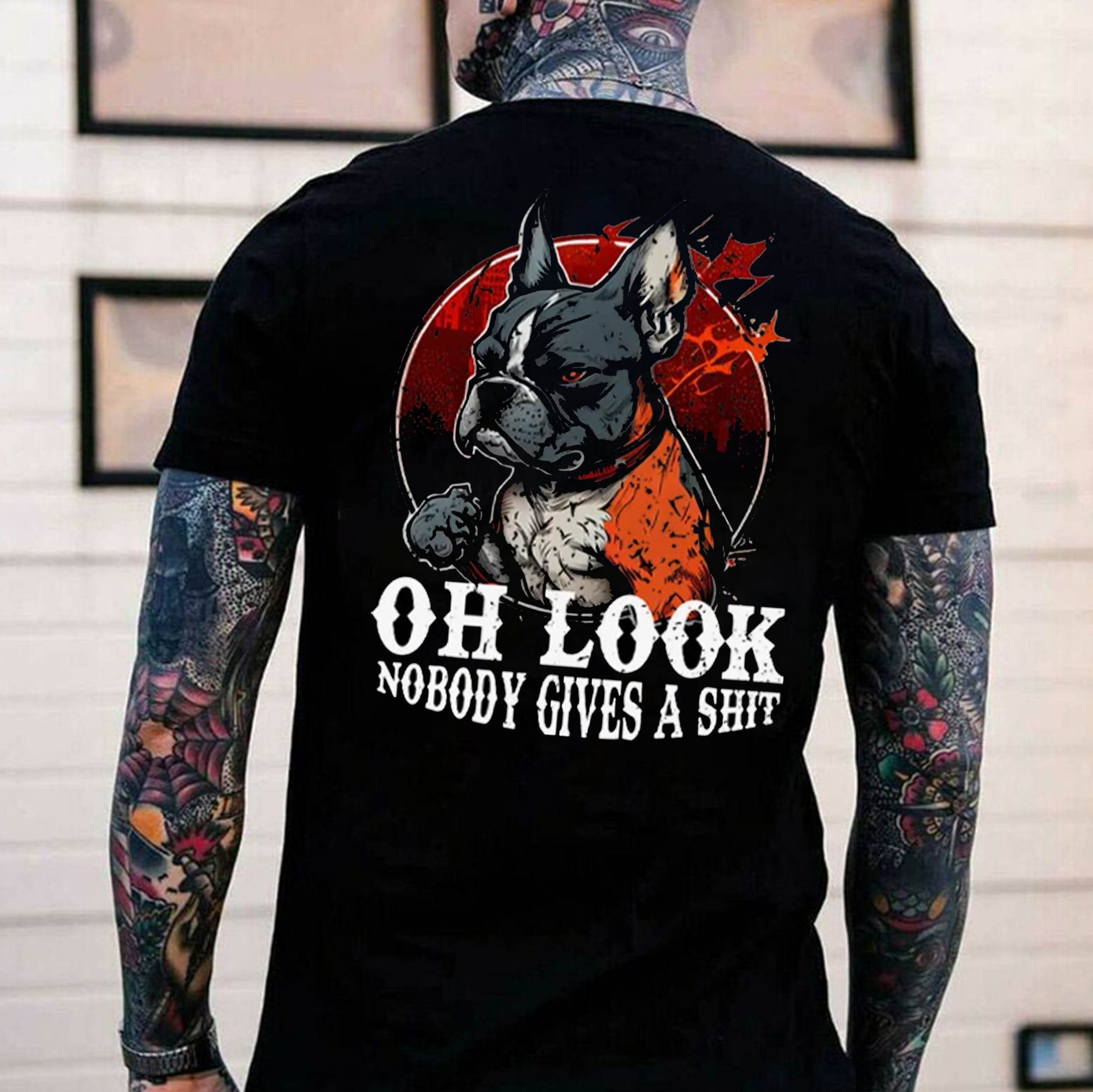 OH LOOK NOBODY GIVES A SHIT Hound Print Men's T-Shirt