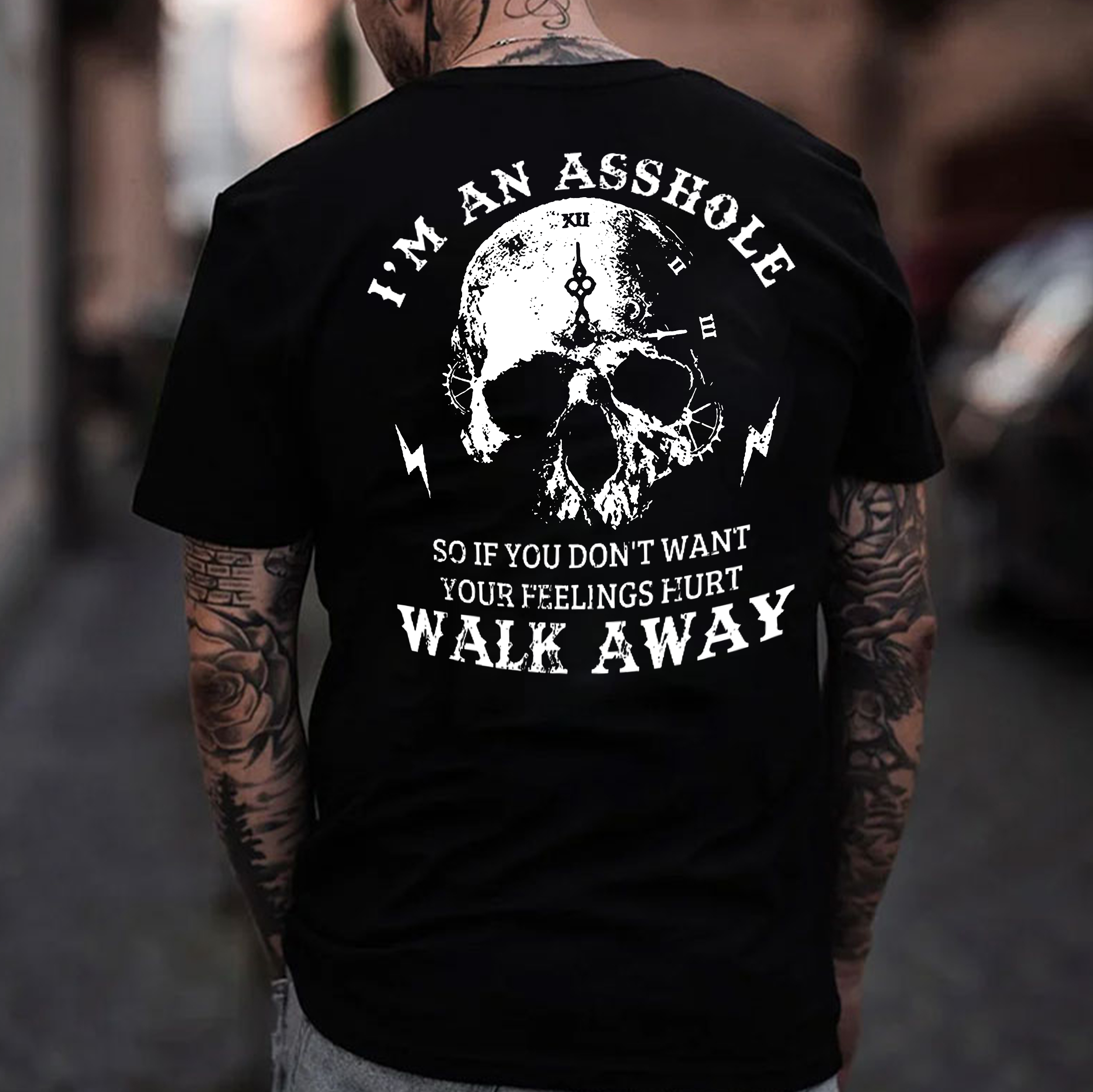 I'M AN ASSHOLE WALK AWAY Skull Print Men's T-shirt
