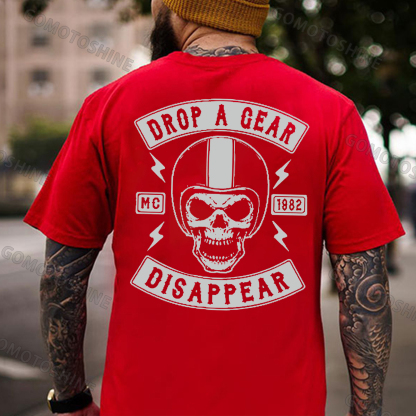 DROP A GEAR - DISAPPEAR Black Print T-shirt