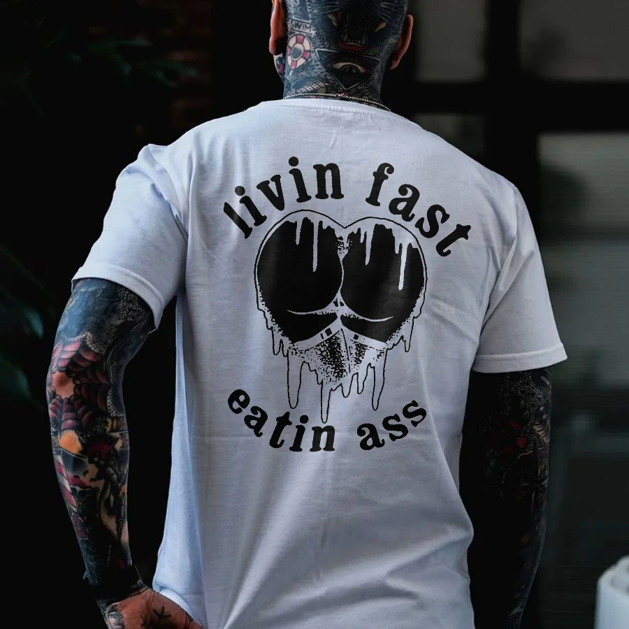 LIVING FAST EATING ASS Heart Sexy Black Print T-shirt