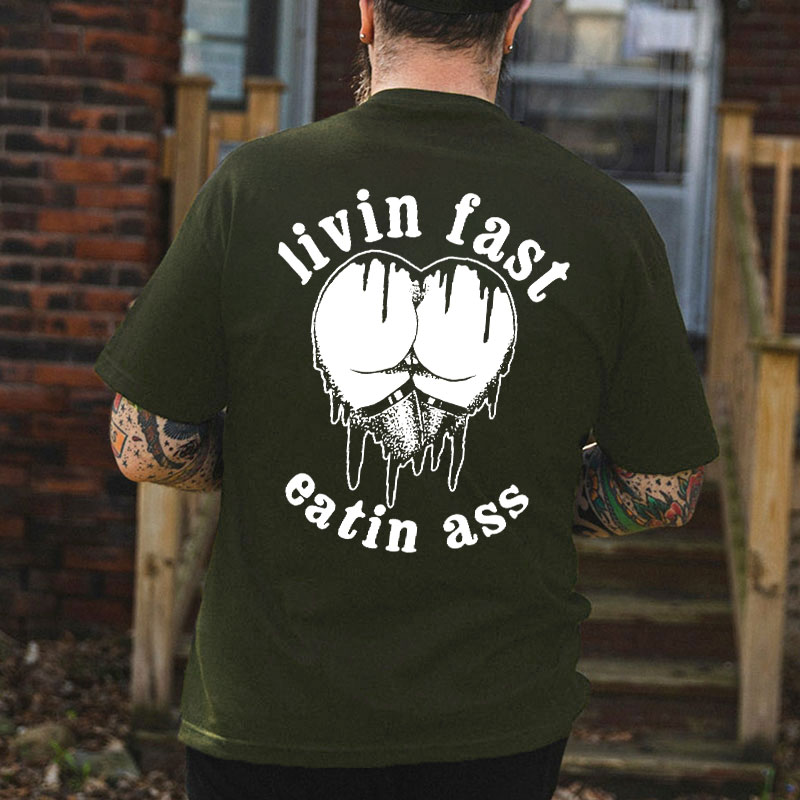 LIVING FAST EATING ASS Heart Sexy Black Print T-shirt