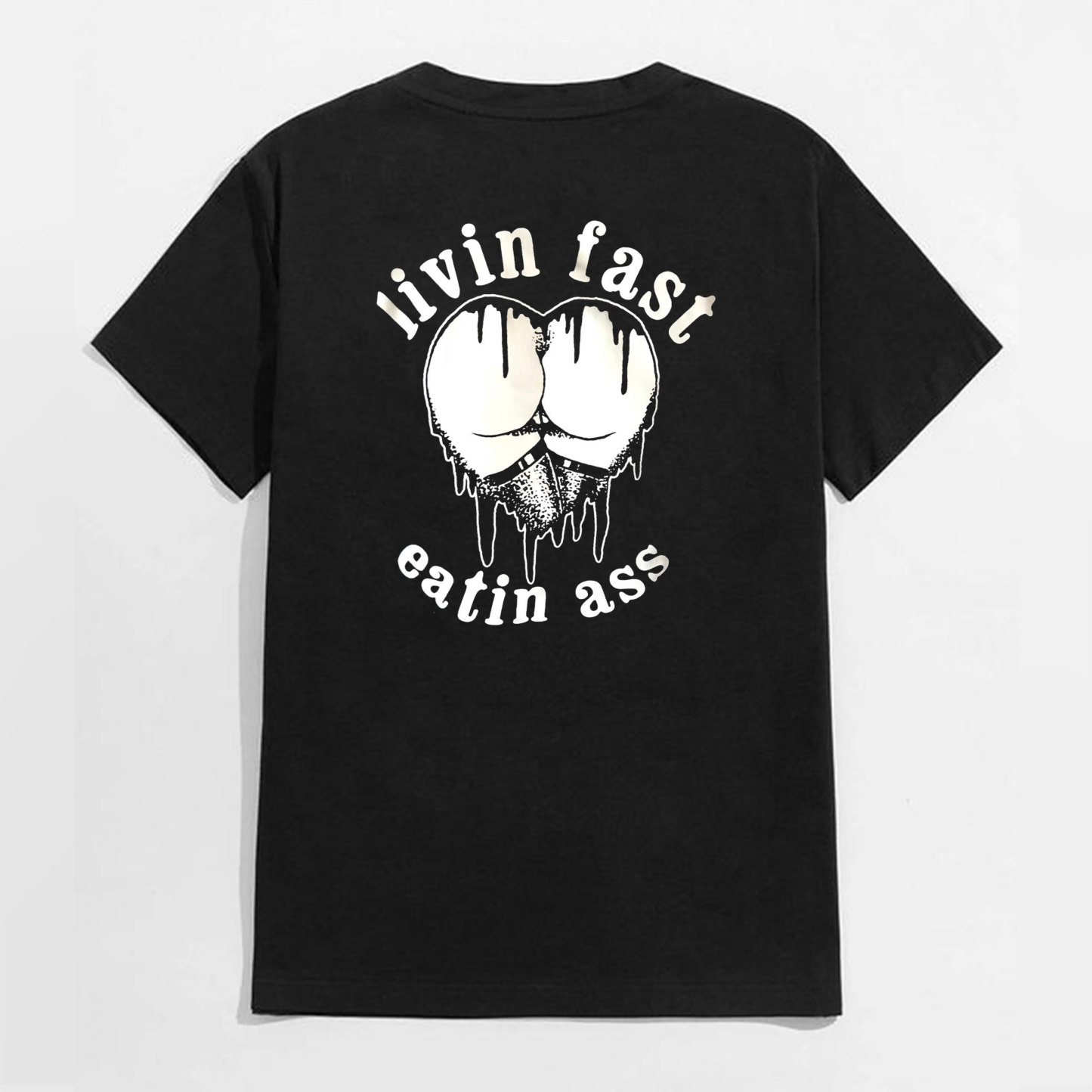 LIVING FAST EATING ASS Heart Sexy Black Print T-shirt