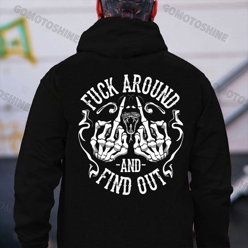 F*CK AROUND AND FIND OUT Bone Hand Print Men's Hoodie Image - 1
