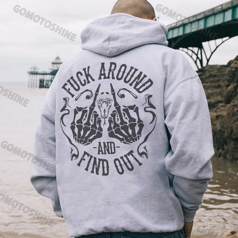 F*CK AROUND AND FIND OUT Bone Hand Print Men's Hoodie Image - 3