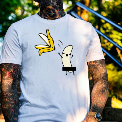 A Peeled Banana Sexy Cartoon White Print T-Shirt Image - 2