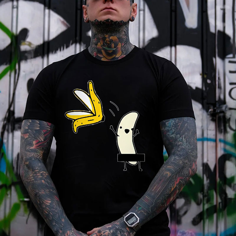 A Peeled Banana Sexy Cartoon White Print T-Shirt Image - 1