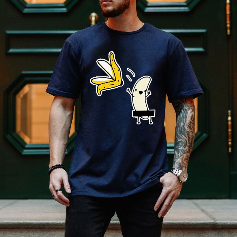 A Peeled Banana Sexy Cartoon White Print T-Shirt Image - 3