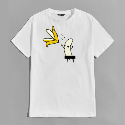 A Peeled Banana Sexy Cartoon White Print T-Shirt Image - 10