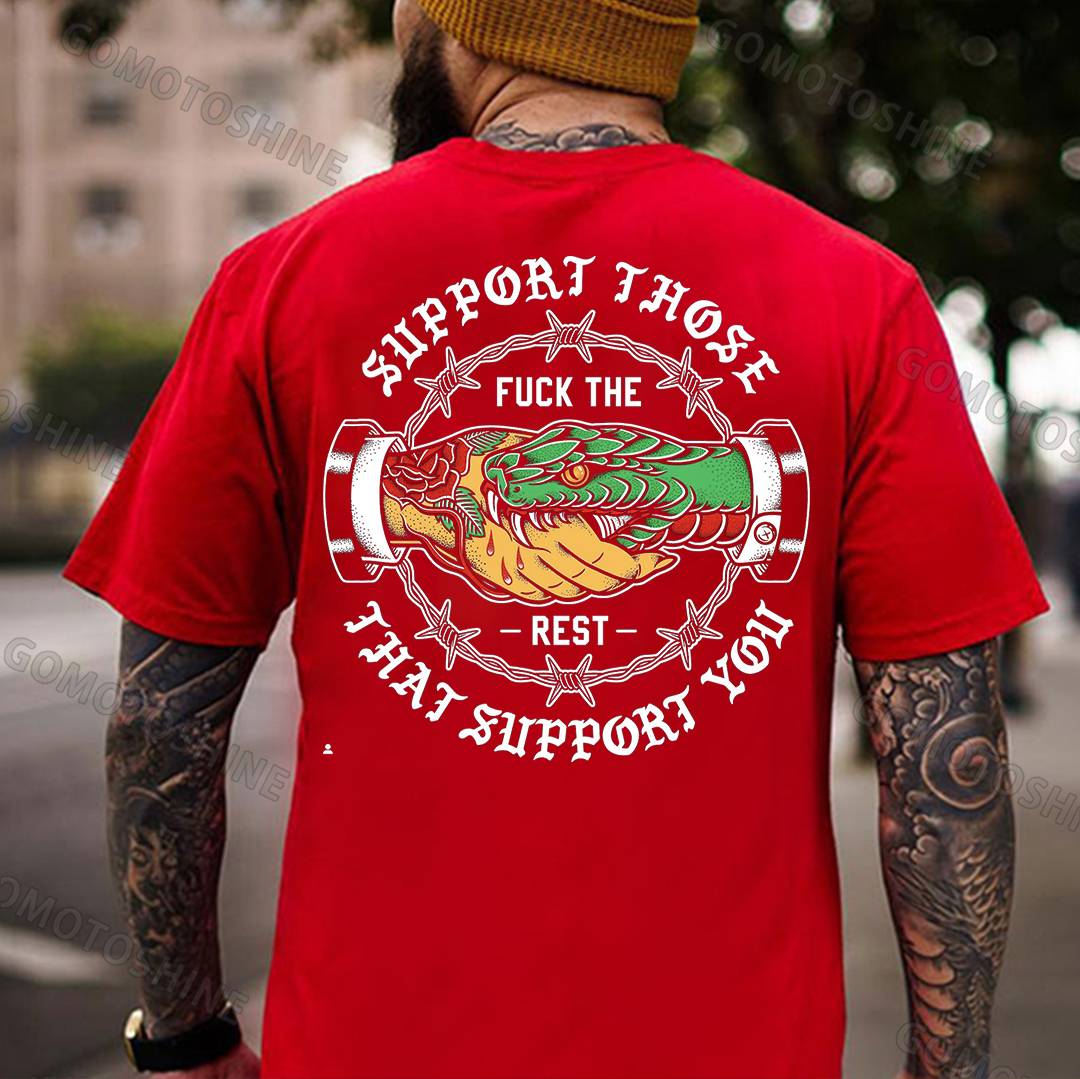 SUPPORT THOSE THAT SUPPORT YOU Snake Graphic Print T-shirt