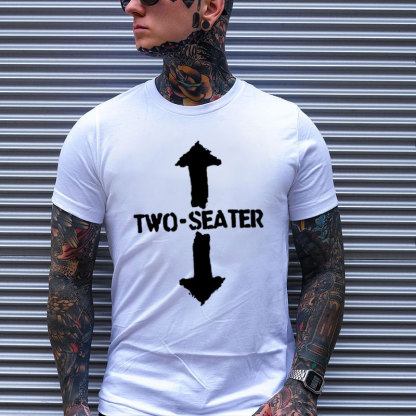 TWO-SEATER Double Arrow Simple Casual Graphic Black Print T-shirt Image - 2