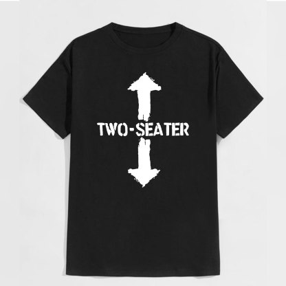 TWO-SEATER Double Arrow Simple Casual Graphic Black Print T-shirt Image - 8