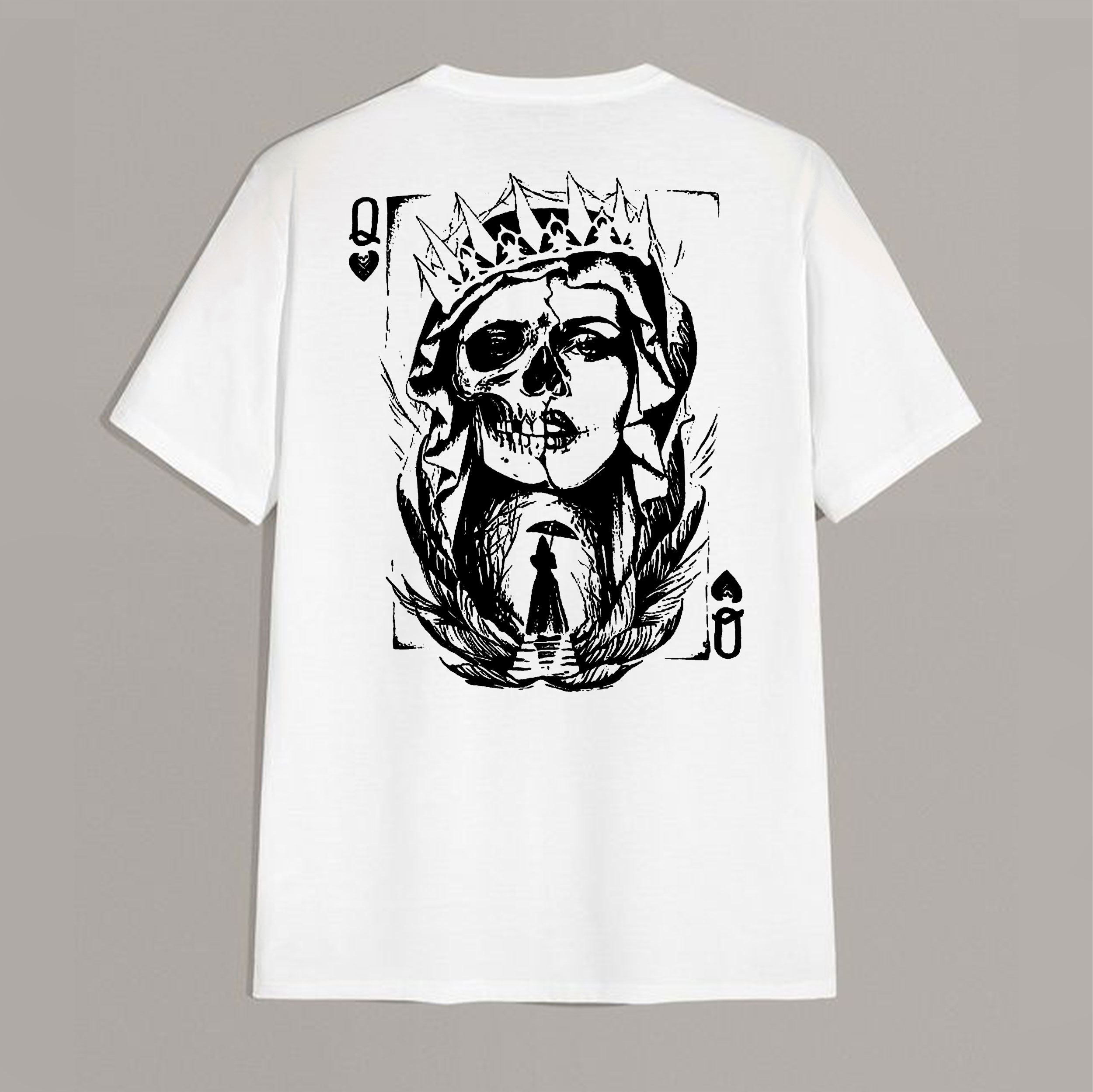 Poker Q Gloomy Queen Vintage Style White Print T-shirt Image - 5