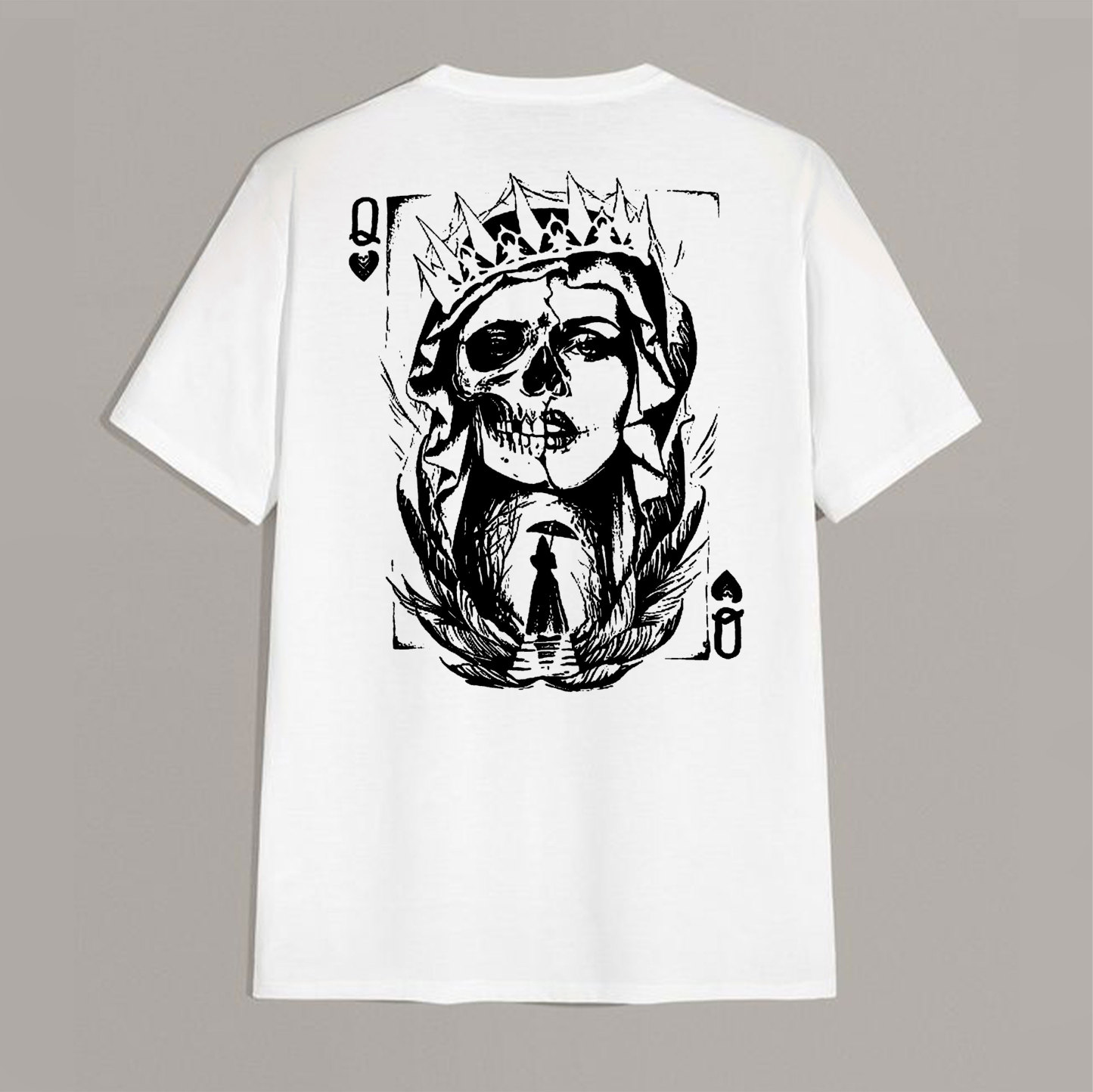 Poker Q Gloomy Queen Vintage Style White Print T-shirt Image - 5